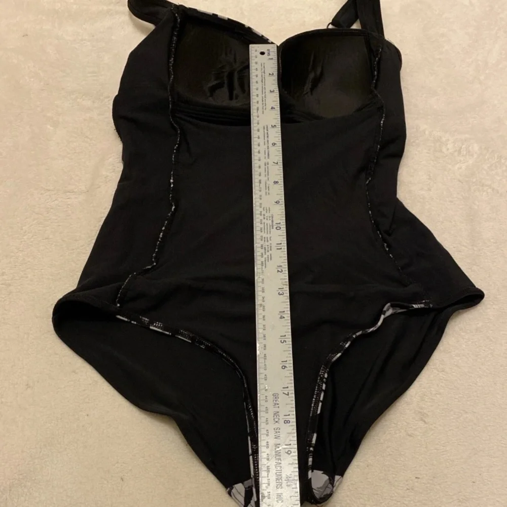 Elegant Black and White and Gray Floral Women's One-Piece Swimsuit